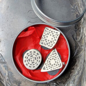 Ancient Geometry Stud Buttons - Set of Three in a Re-usable Tin